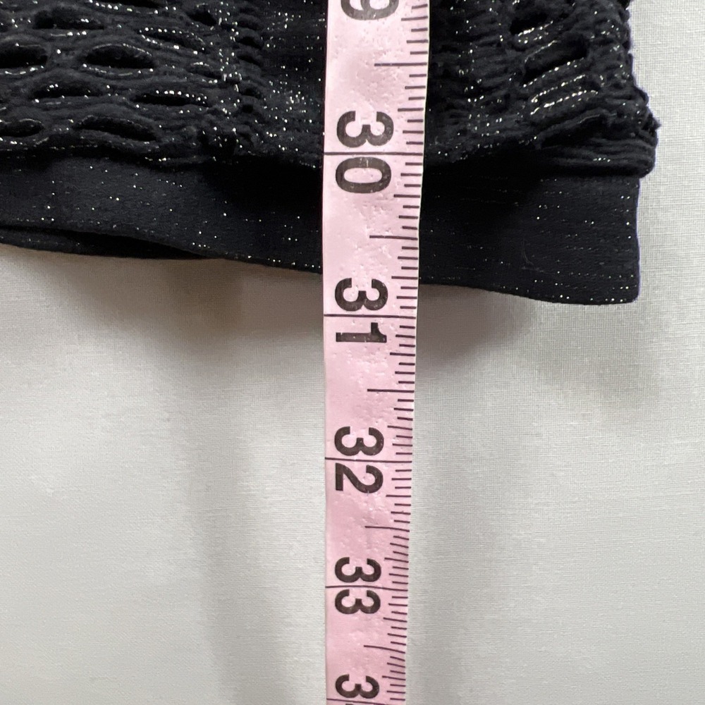 Vintage Y2k Bebe Mini Bodycon Dress Petite P/S Black Sexy Lace Stretch Metallic - Picture 5 of 12